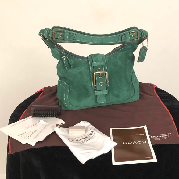 Coach Handbags - Coach green suede purse